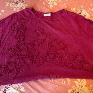 Krista Larson LS Cropped Anemone Shirt - Fuchsia LCJ - NWOT - OS